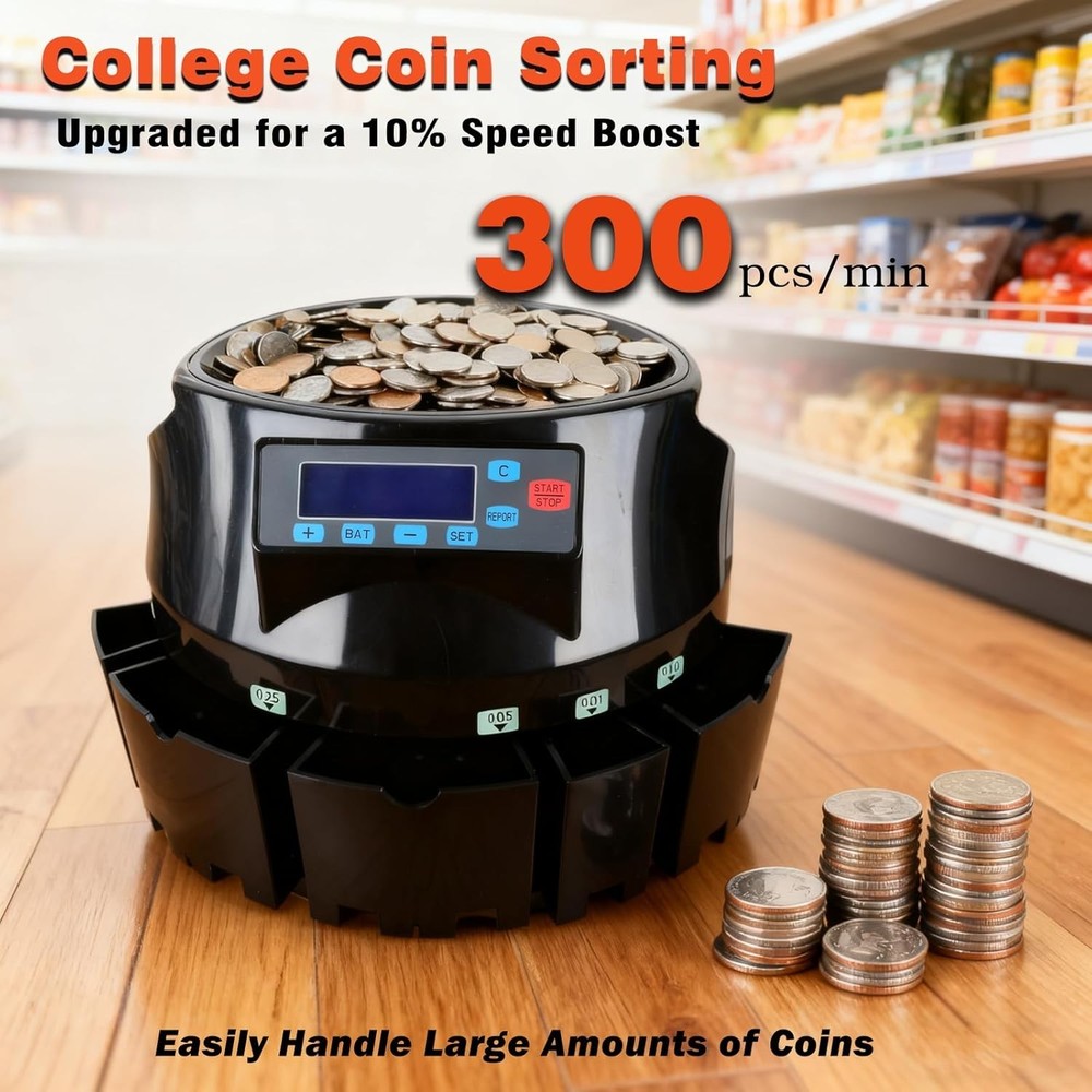 T9600A Professional USD Coin Counter, Sorter, Coin Counting Machine, Automatical