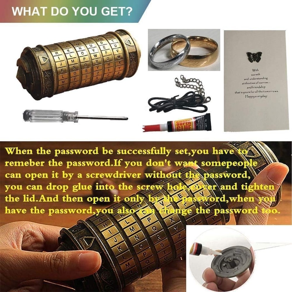 Cryptex Da Vinci Code Mini Cryptex Lock Puzzle Boxes with Hidden Compartments...