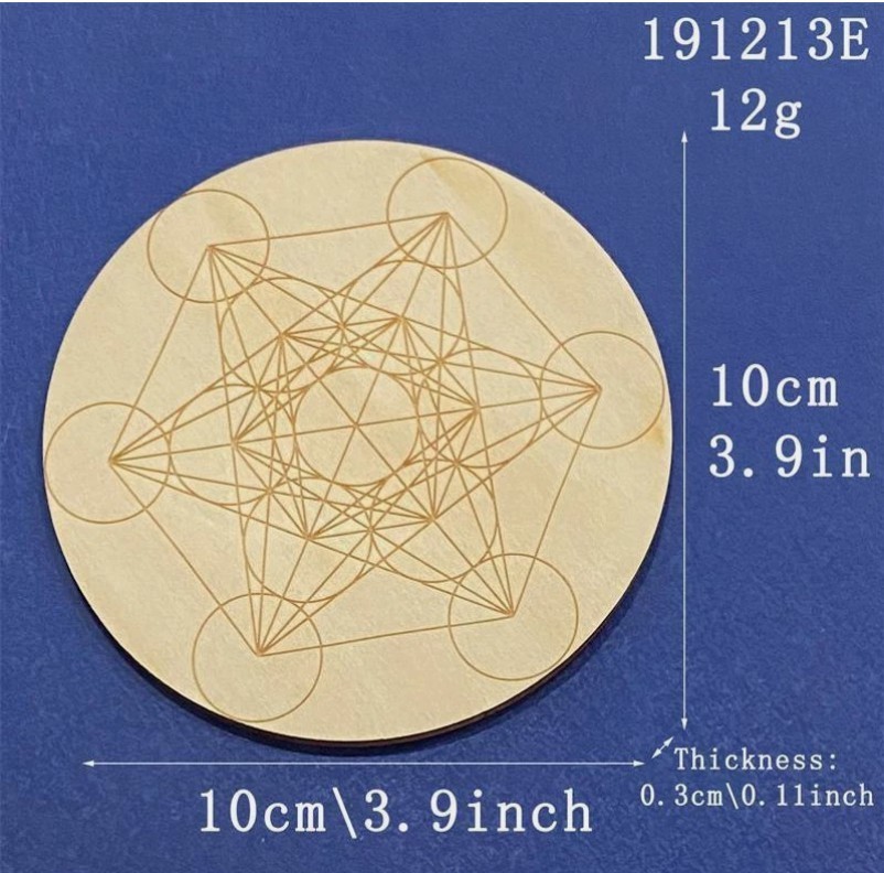 Crystal Gemstone Grid ~ Metatron’s Cube Engraved Altar Decorative Tray