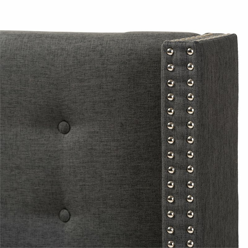 Baxton Studio Ginaro Queen Winged Panel Headboard in Dark Gray