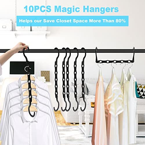 10 Pcs Magic Hangers Space Saving Clothes Organizer for College Doorm Essentials