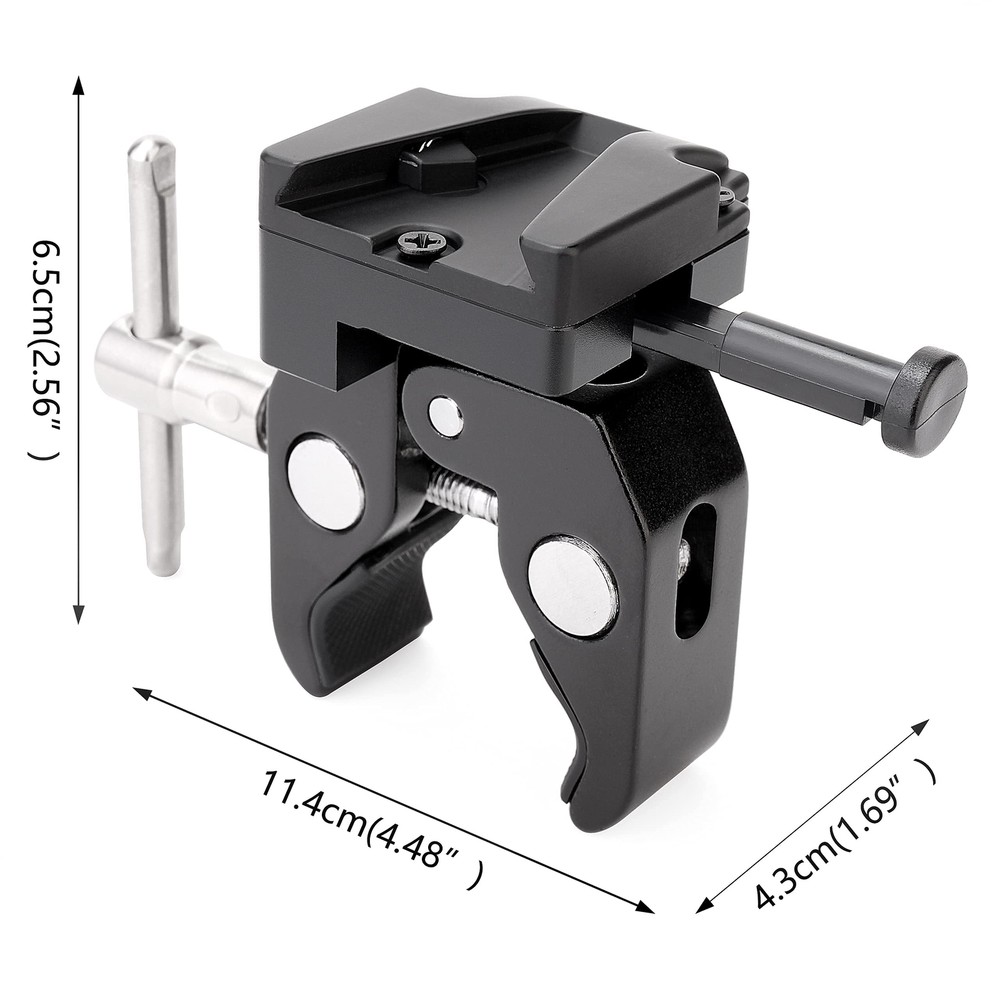 V-Mount Lock Battery Adapter with Clamp for Mounting to Light Stand Tripod.