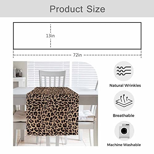 HOSNYE Table Runner Brown Leopard Pattern,Cotton Linen Table pattern-A008