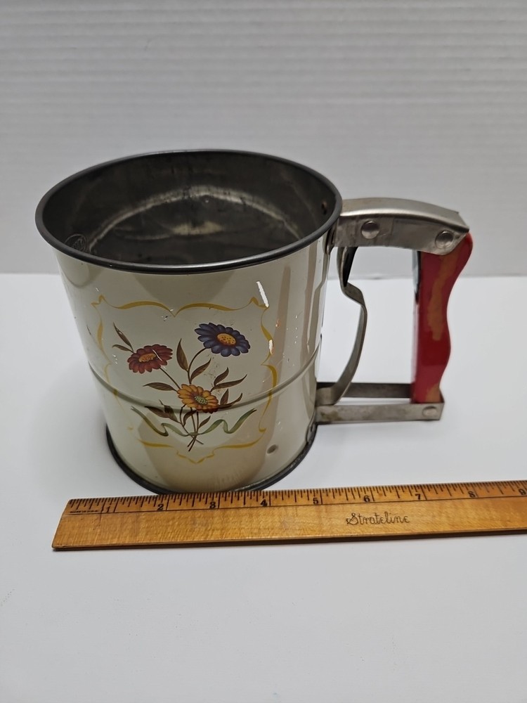 Flour Sifter 3 Screen Kitchen Tool Floral WORKS