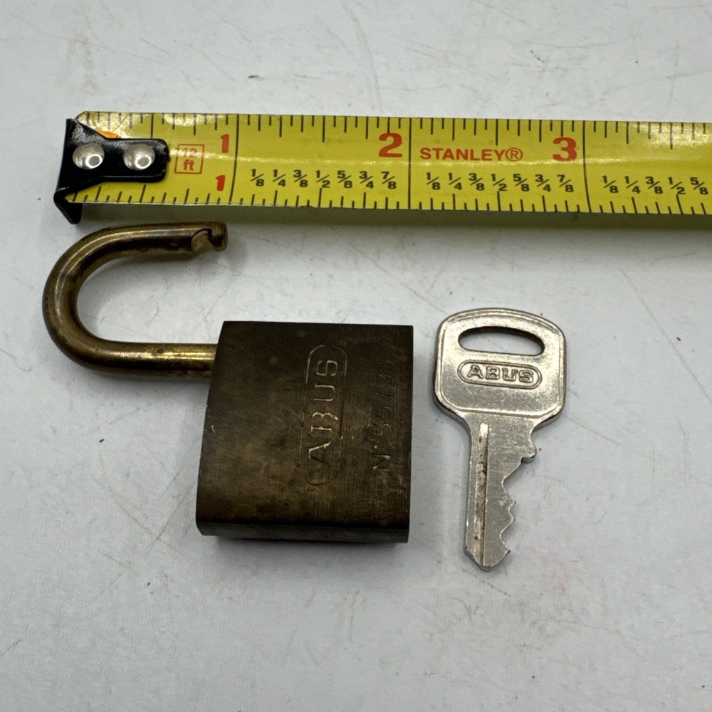 Abus 55/30 Solid Brass Lock Padlock With Key - Works