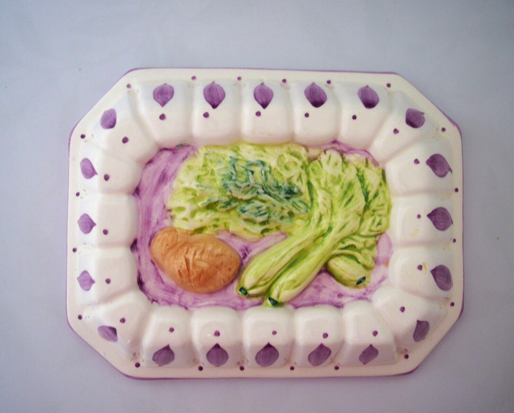 Towe ceramic rectangular vintage retro jello mold wall hanging vegetables