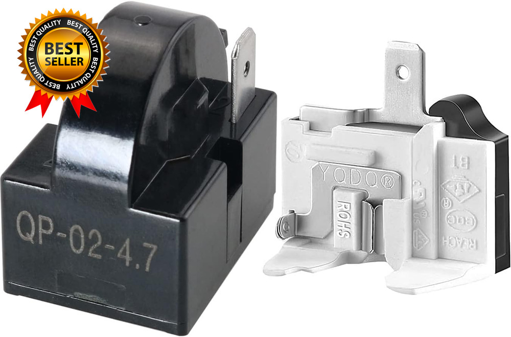 Refrigerator Starter Relay and Overload Protector Kit QP2-4R7 4.7 Ohm 1 Pin PTC