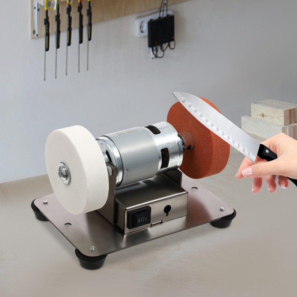 Adjustable Electric Benchtop Sander with Variable Speed Grinding Wheels