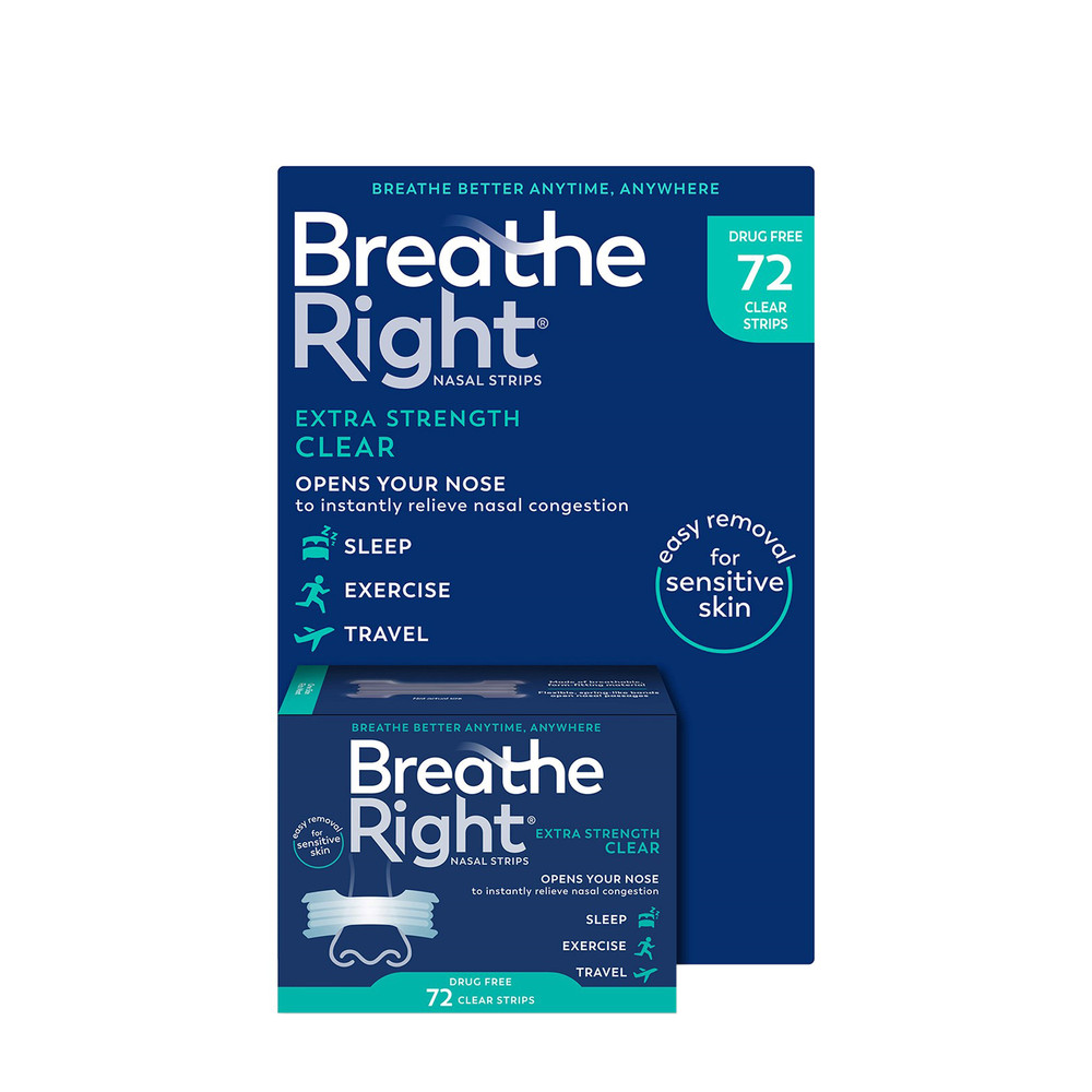 Breathe Right Extra Strength Nasal Strips, Clear, 72 Count