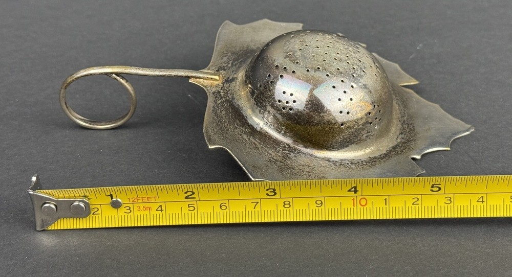 Vintage Silver Plate Maple Leaf Shaped Loose Leaf Tea Strainer