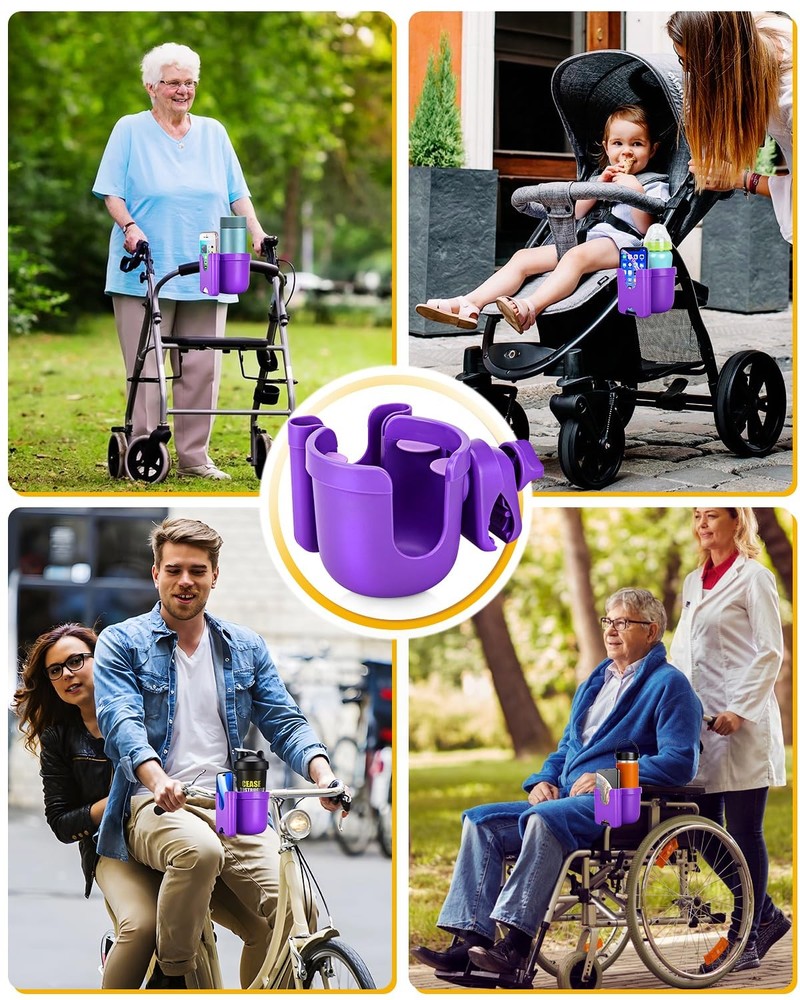 Universal Stroller Cup Holder with Mobile Phone Case, 2-in-1 Strollers Storag...