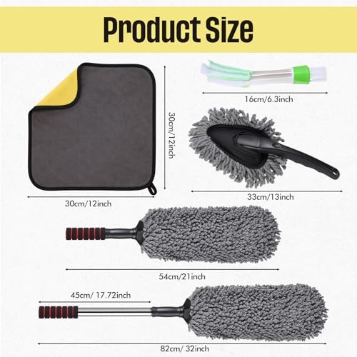 4 Pcs Large Car Duster Set Microfiber Dust Cleaning Sets with Extendable