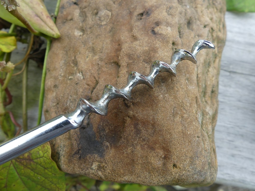 Vintage Corkscrew with Polished Agate Stone Handle Barware 4.25"