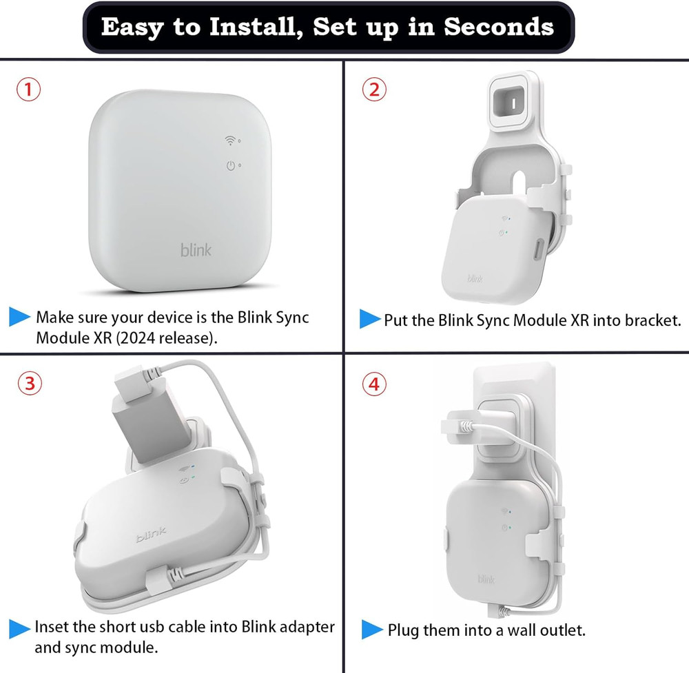 Outlet Wall Mount for Blink Sync Module XR, Space Saving Mounting Bracket Holde
