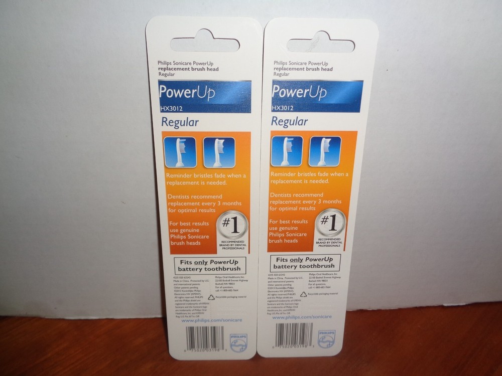 4 Philips Sonicare PowerUp Genuine Replacement Toothbrush Heads Regular 2-2 Pack