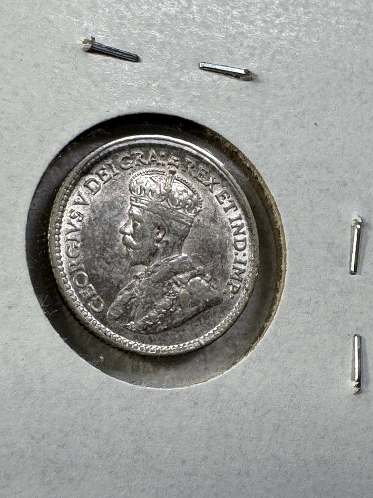 1920 Canada 5 Cents Small Silver Coin Cleaned