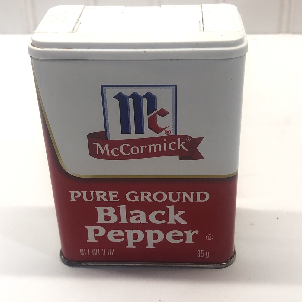 McCormick Pure Ground Black Pepper Tin w/ Plastic Lid 3oz Empty