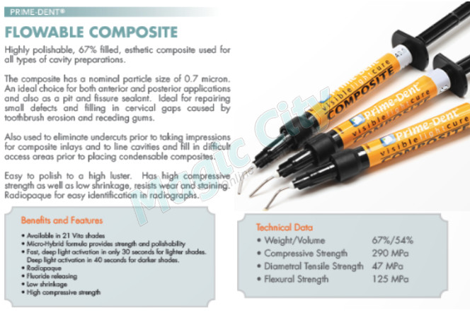 Prime-Dent Light Cure Micro Hybrid Flowable Composite Syringe - A2 #004-101A2