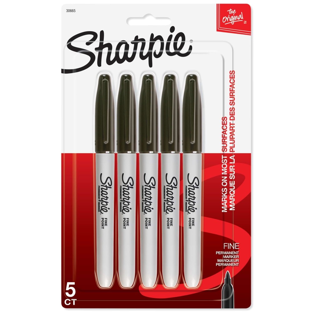 Sharpie Permanent Markers, Fine Point, Black, 12 Count