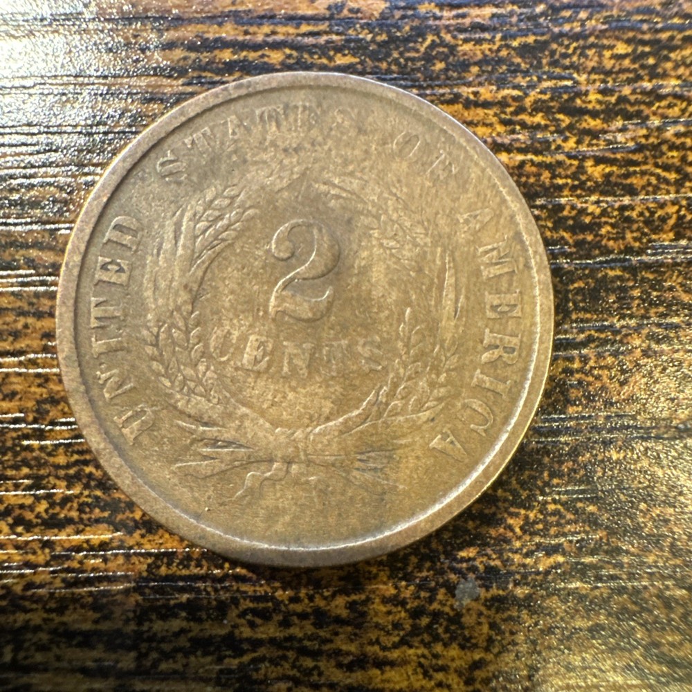 1864 Two Cent Piece in case