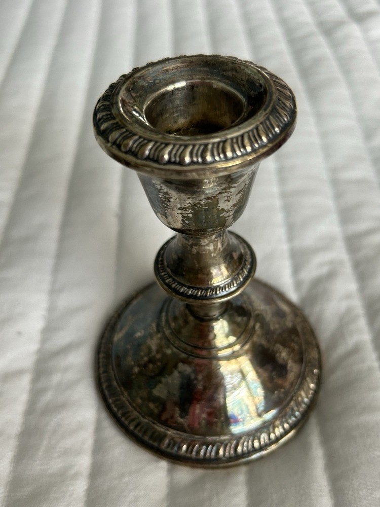 poole sterling weighted #299 candle stick,,,, 1 solid —1 dented