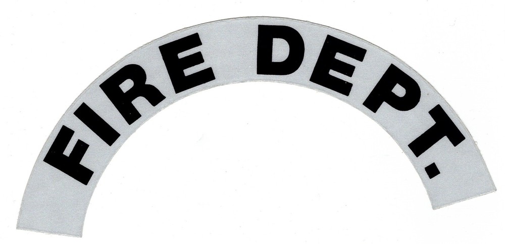 FIRE DEPT. - Highly Reflective FIRE HELMET CRESCENT  DECALS -  A PAIR