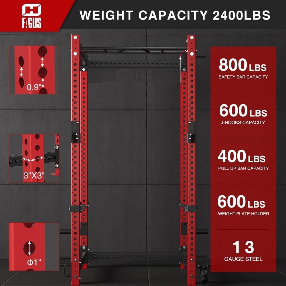 3"x3" Power Cage, 2400lbs Multi-Function Power Rack - NEW IN BOX