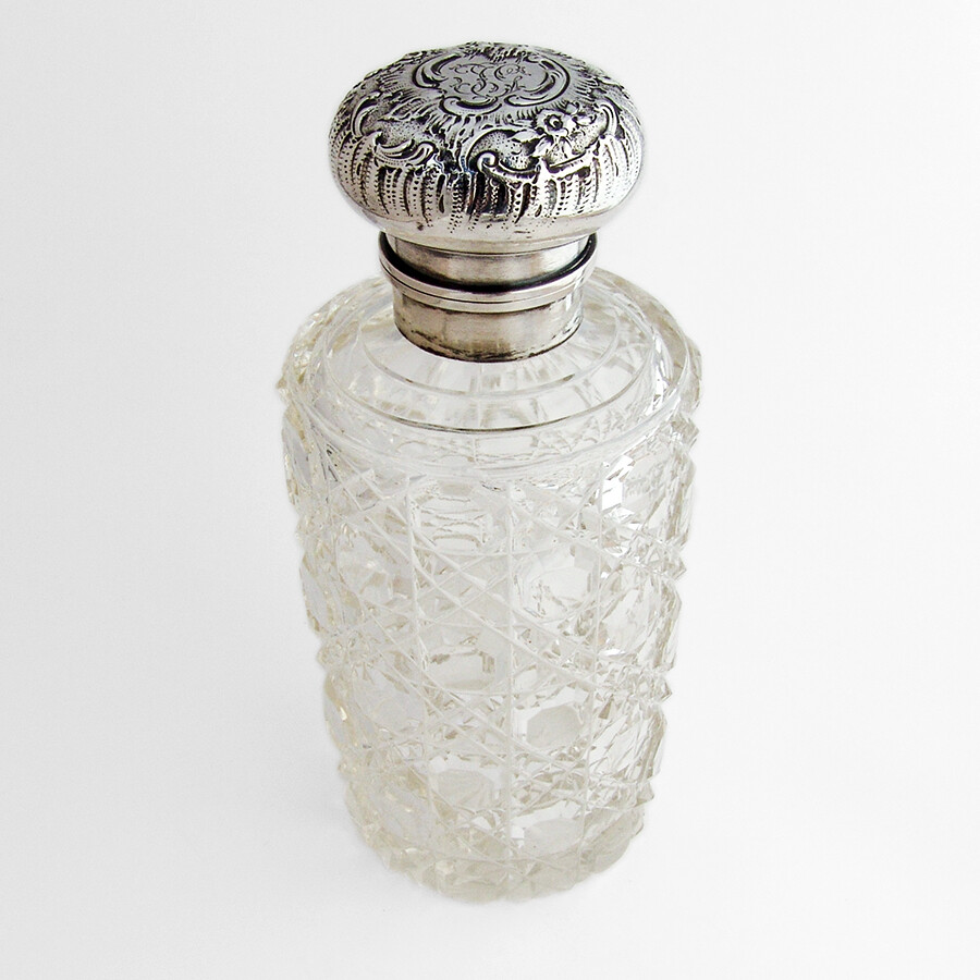 Cut Crystal Decanter 800 Silver Lid Germany Mono JG