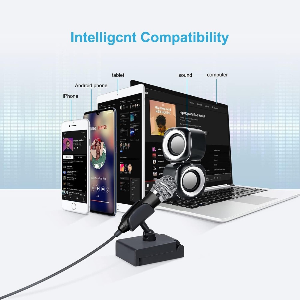 Mini Mic for iPhone, Android, Laptop – Vocal, Video, Podcast Use, Black