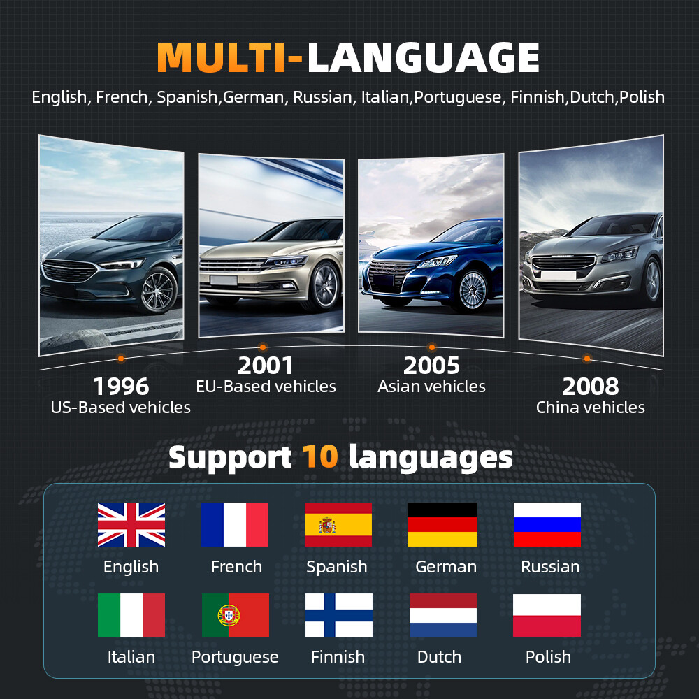 ANCEL AD410 PRO OBD2 Code Reader Scan Tool 6V 12V Motorcycle Battery Load Tester