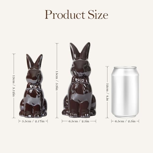 2PCS Easter Decoration Bunny Decor - Spring Easter Brown Rabbit Shiny Brown