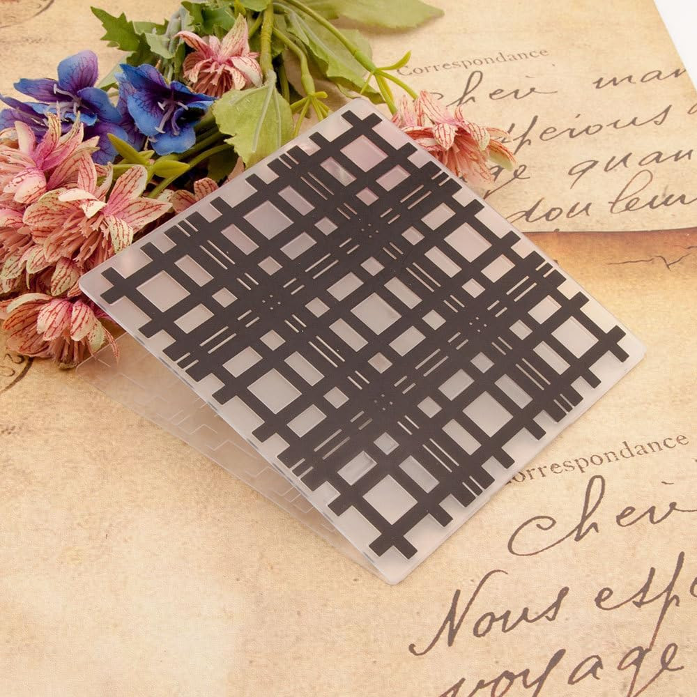Plaid Background Plastic Embossing Folder (5.9"X5.9''| Plaid Pattern) Paper Craf