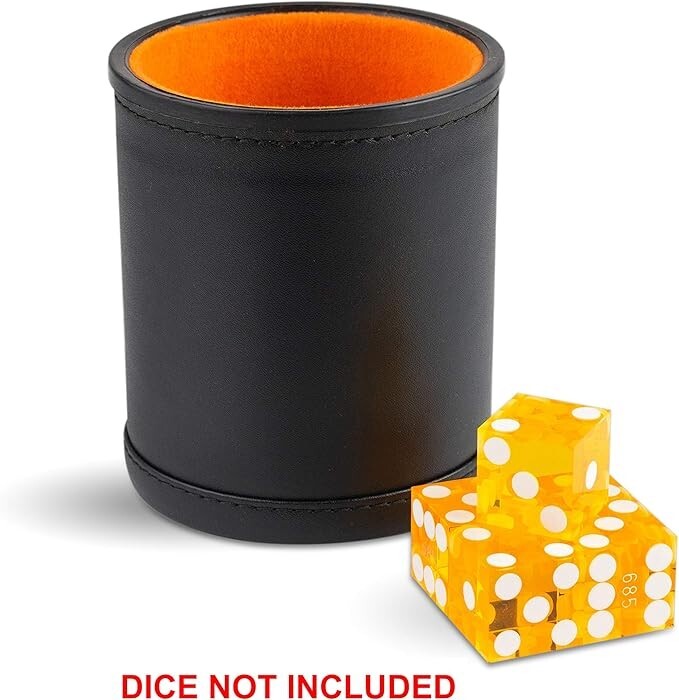 Leather Dice Cup with Orange Felt Lining
