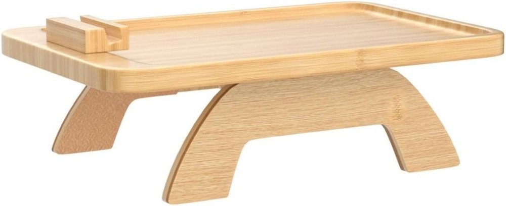 Modern Bamboo Armrest Table for Snacks/Remote, Rectangular