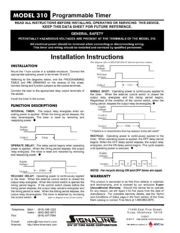 SIGNALINE 310-Series, Time-Delay-Relays