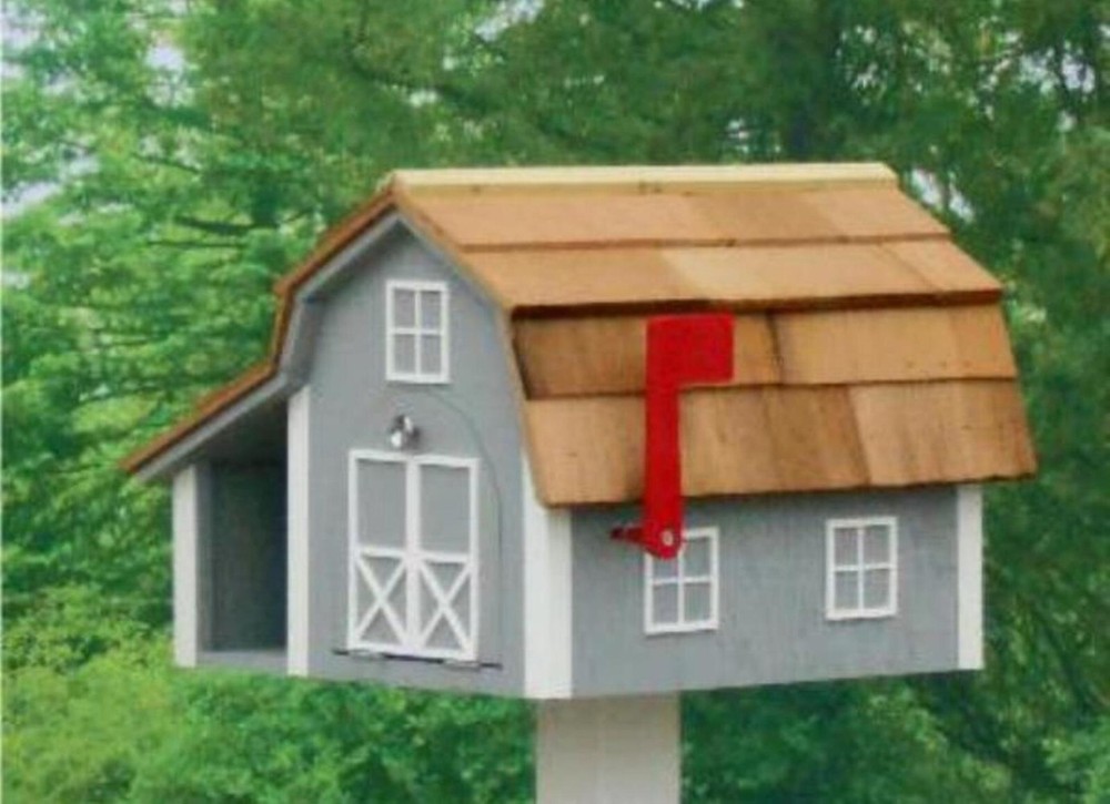 Amish Mailbox Combo Painted Mailbox Cedar Roof With Newspaper Compartment