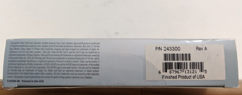Roxio Popcorn 4 Dvd Copy / Conversion software, Mac, Sealed