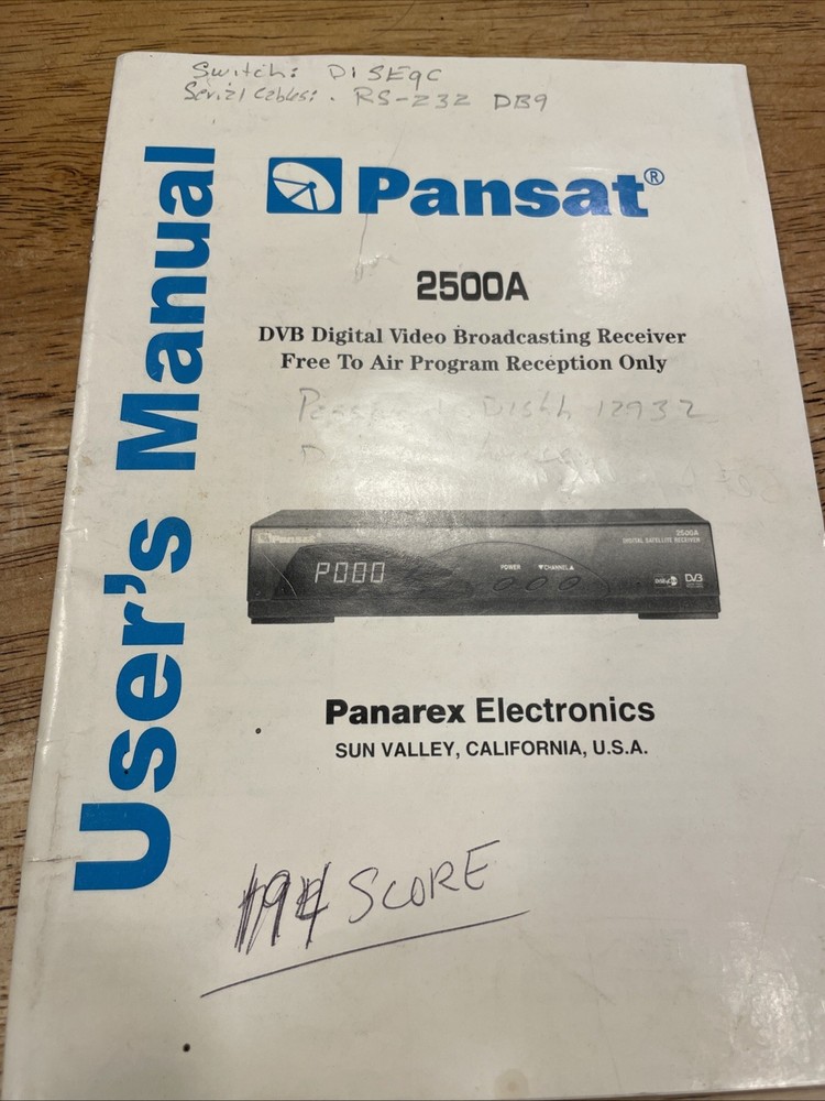 PANSAT Model 2500A DIGITAL SATELLITE RECEIVER BOX