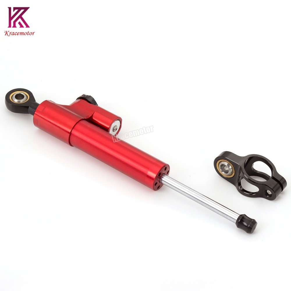 Motorcycle Universal CNC Adjustable Steering Damper Stabilizer Safety Red&Black