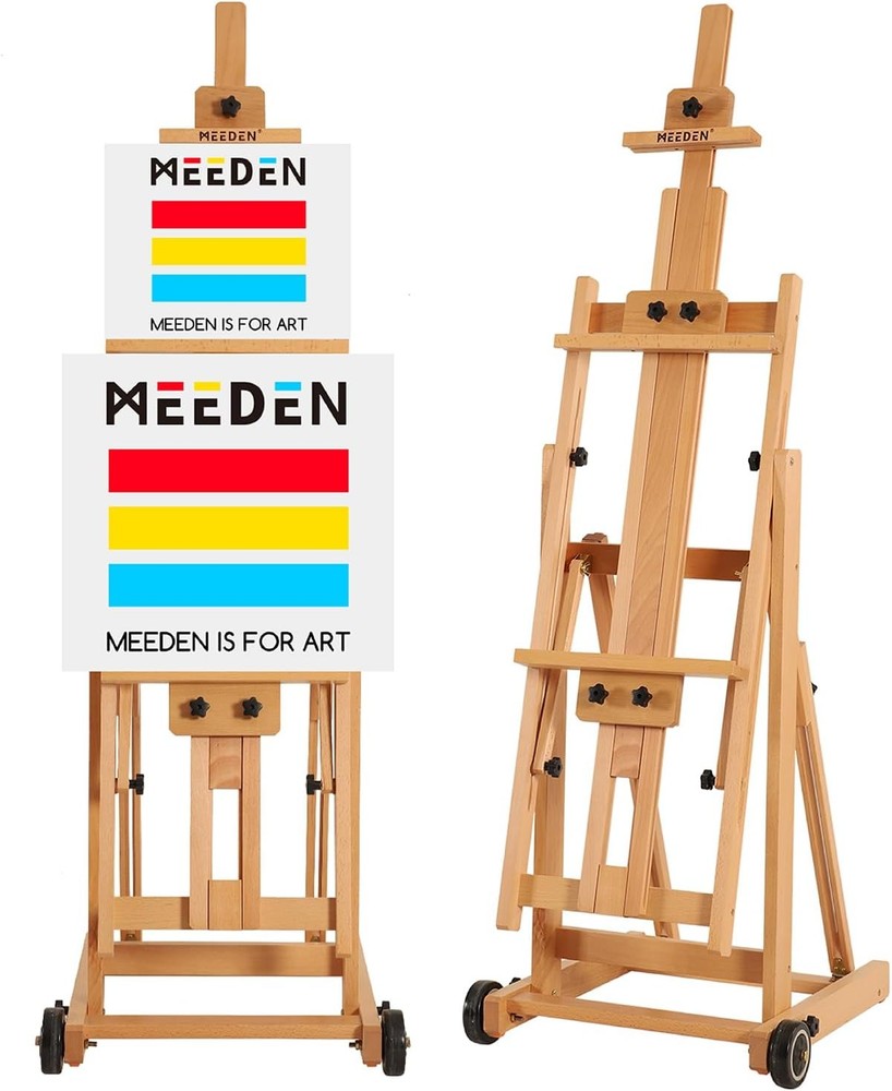 Multifunctional H-shaped easel - Adjustable beech wood easel