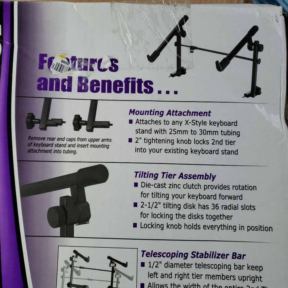 Keyboard Stand ,Stage KSA7500 Universal Second Tier Adjustable Stand X Style New