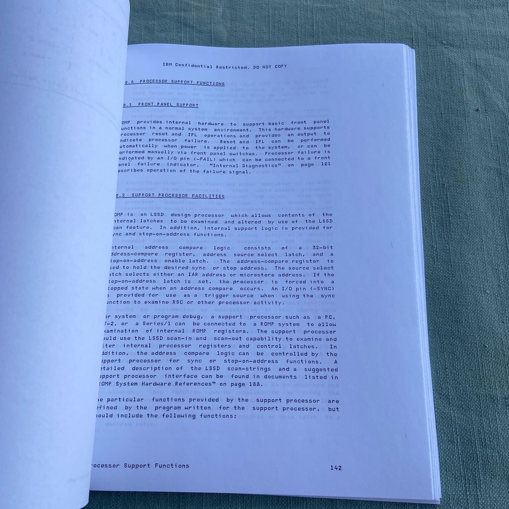 IBM ROMP Processor Copy Functional Specification 1983 Vintage Book Manual 32 Bit