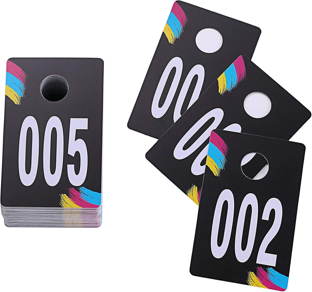 1 to 100 Live Plastic Number Tags Normal & Reverse Mirror Image Coat Room Check