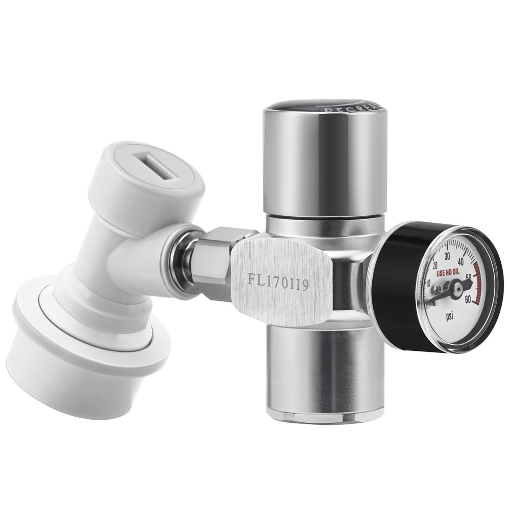 Keg Charger Regulator, Upgraded 0-60PSI Pressurized Beer Mini Keg Regulator w...