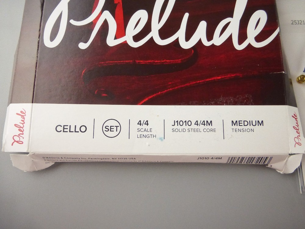 D'Addario Prelude Cello String Set, 4/4 Scale, Medium Tension - New
