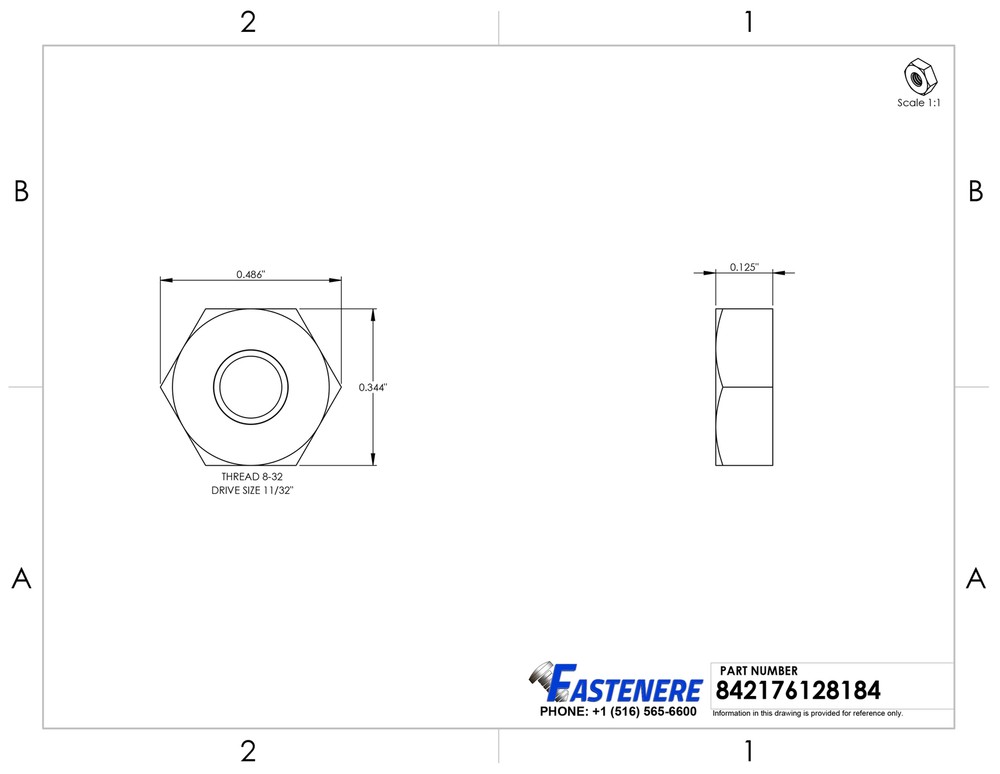 8-32 Machine Screw Hex Nuts Solid Brass Qty 100