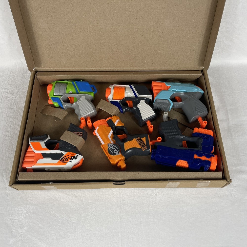 NERF MicroShots 6-Blaster Bundle - 6 Mini Dart-Firing Elite Blasters OPEN BOX