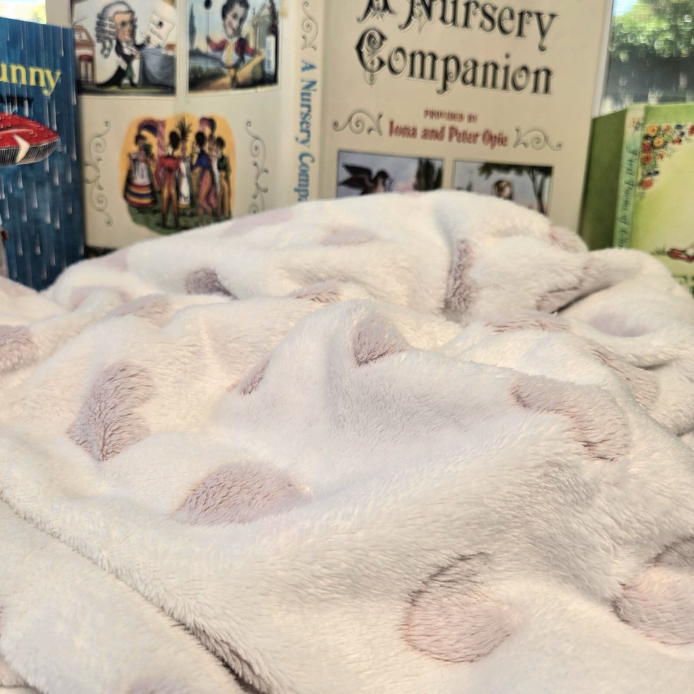 Blankets & Beyond Blanket Lovely Pink White Embossed Heart Microfleece Security