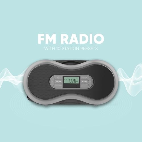 Core Innovations Portable Bluetooth CD Boombox with Digital FM Medium, Gray