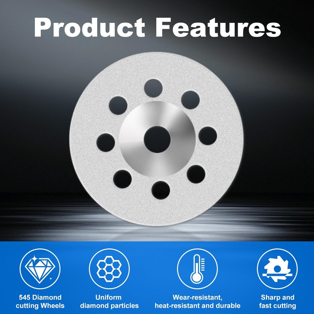 20 Pcs Diamond Cutting Wheel with Mandrel for Dremel Rotary Tools
